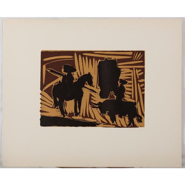 Pablo PICASSO (1881-1973) (after) Bullfight, the entrance of the bull Color linocut On Vellum 37 x 32 cm Excellent...
