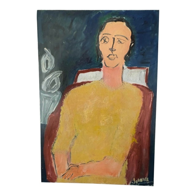 Abstract Female Portrait Oil Painting by Artist JoAnne Fleming, 36” X 24” For Sale