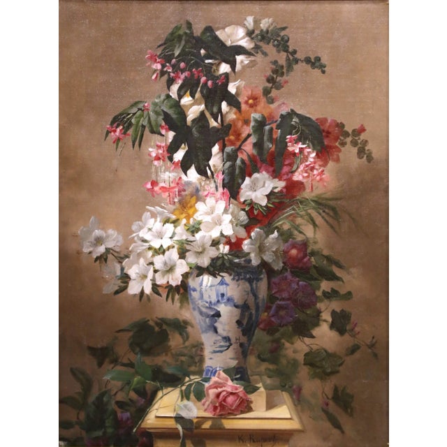 19th Century European Floral Still Life Oil Painting Signed Karl Ruperti For Sale - Image 4 of 10