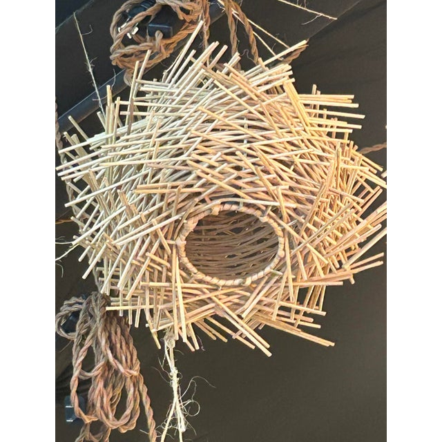 Pair of Small Cylindrical French Rattan Pendant Lights For Sale In Dallas - Image 6 of 11