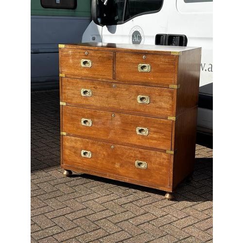Brass Bound and Mahogany Campaign Chest from Ross & Co For Sale - Image 5 of 18