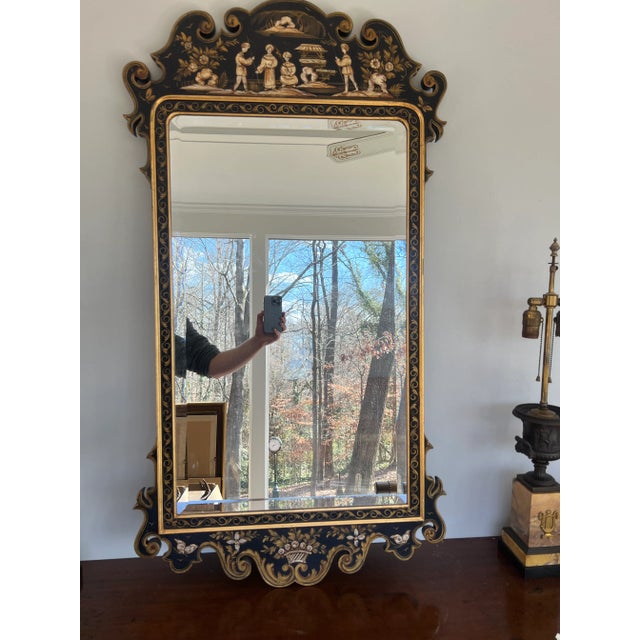 1960s Vintage Italian Chinoiserie Decorated Wall Mirror For Sale - Image 5 of 8