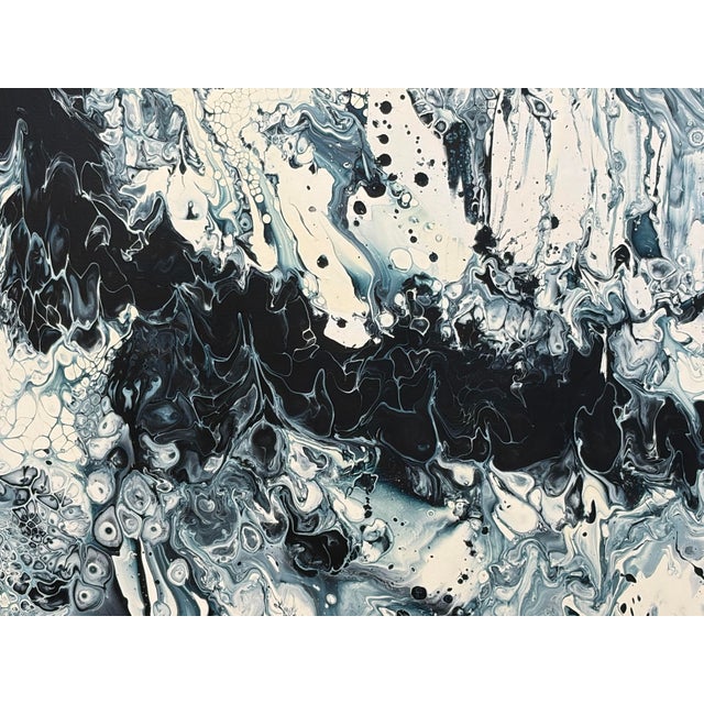2020s Fluid Acrylic Art on Stretched Canvas on a Wood Frame 49" by 37" For Sale - Image 5 of 9