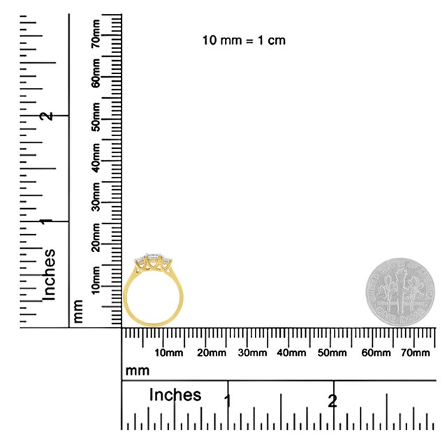 10K Yellow Gold Princess-Cut Diamond Three Stone Band Ring (1 Cttw, J-K Color, I1-I2 Clarity) - Size 6-1/2 For Sale In New York - Image 6 of 6