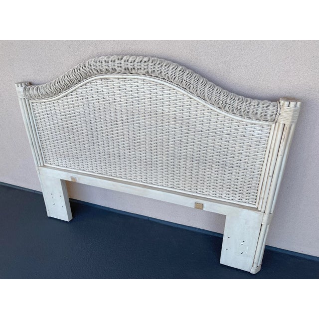Vintage Wicker Queen Headboard With Rattan Wrapped Sides Chairish