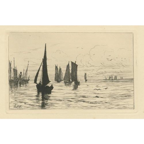 George S. Ferrier, Fshing Boats, 1879, Etchings, Set of 2 For Sale - Image 4 of 10