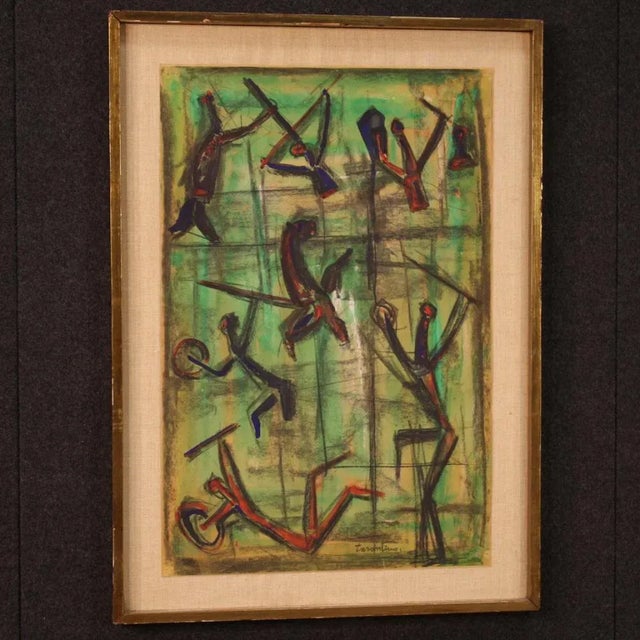 Paper Signed Abstract Painting, 20th Century For Sale - Image 7 of 13