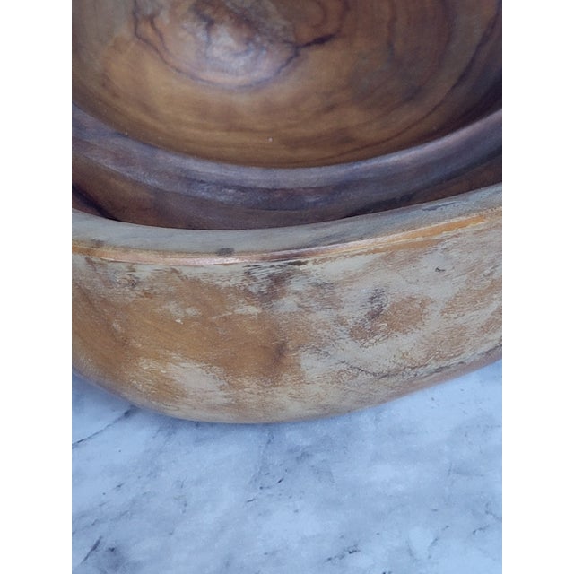 Brown Hand Carved Iroko Wood Partitioned Leaf Bowl For Sale - Image 8 of 11