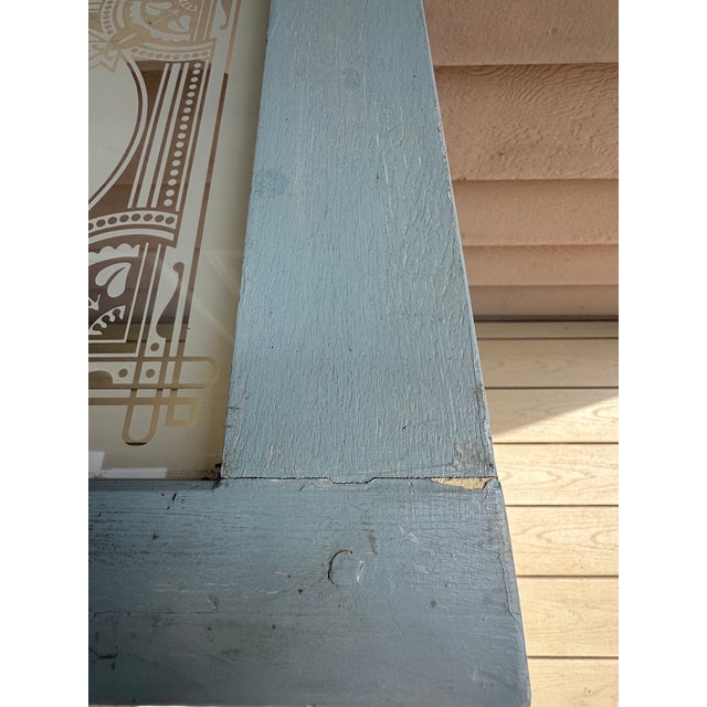 Vintage Etched Glass Carved Wood Console Table For Sale - Image 10 of 16