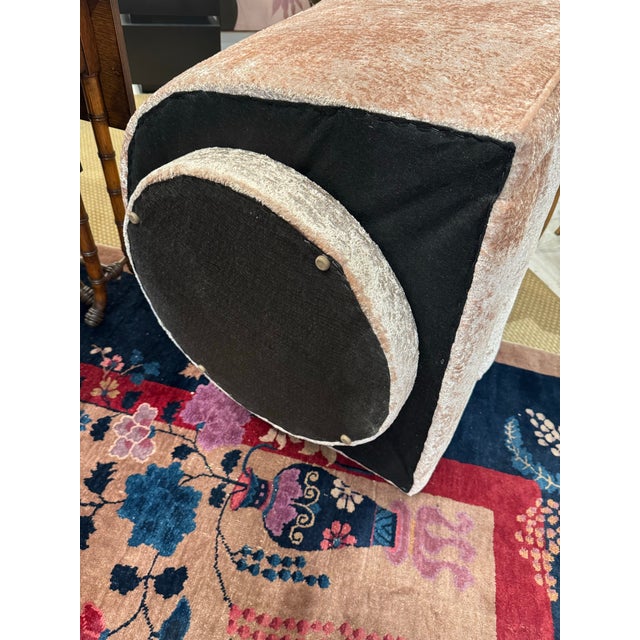 Textile Pair of Vintage Blush Crushed Velvet Swivel Club Chairs For Sale - Image 7 of 8