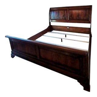 Somerset Mahogany King Sleigh Bed Frame by Ethan Allen For Sale