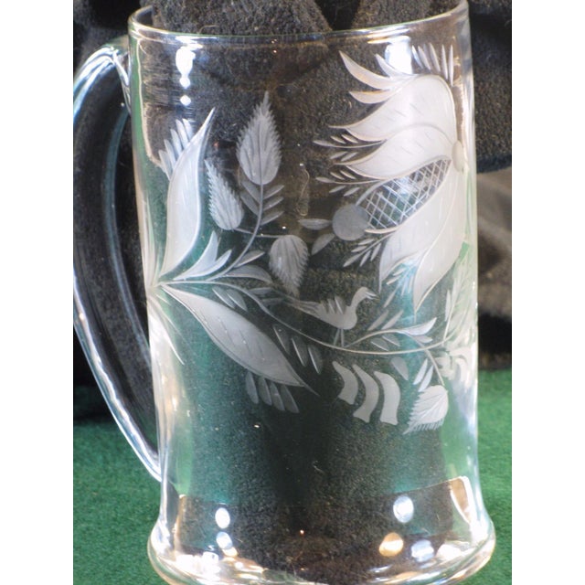 Late 20th Century Late 20th Century Beer Stein Hand Worked Flint Glass, Hand Wheel Engraved, Mma Copy in Style Of: Stiegel, German For Sale - Image 5 of 12
