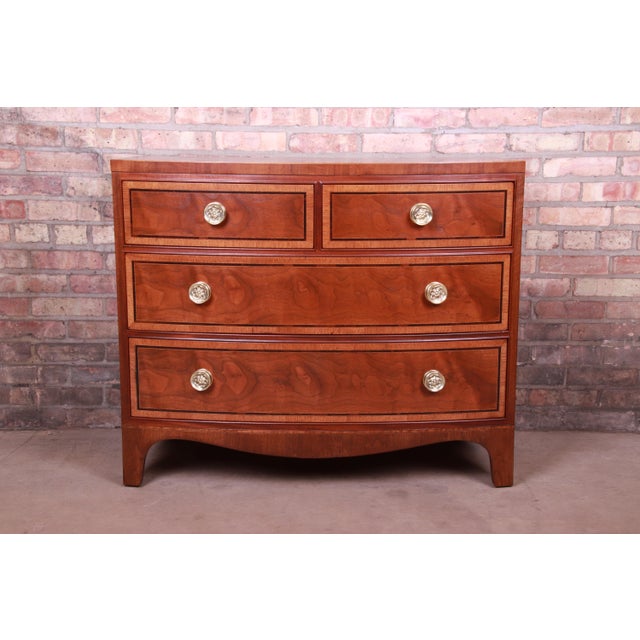 Henredon Banded Mahogany Bow Front Bachelor Chest, Newly