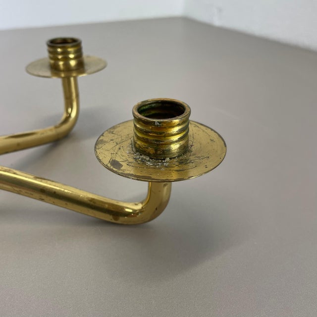 Modern Brutalist Brass and Leather Candleholder in the style of Auböck, 1950s For Sale - Image 13 of 18