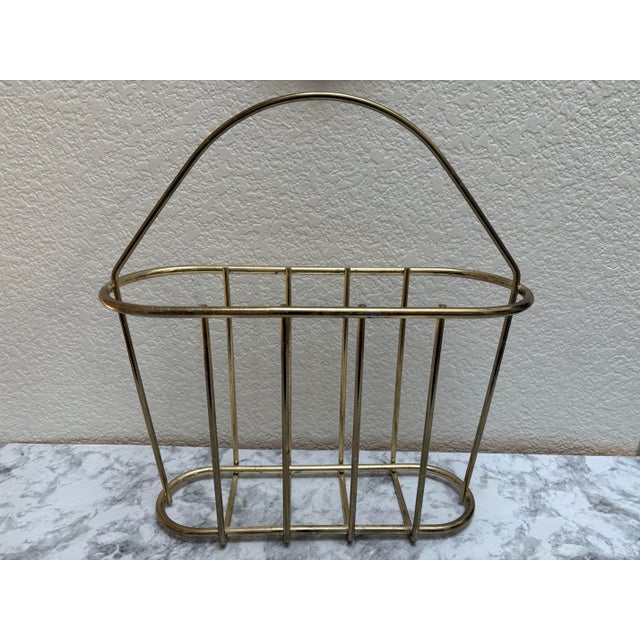 Vintage brass metal magazine vessel or file holder. Also can be used for rolled towels.