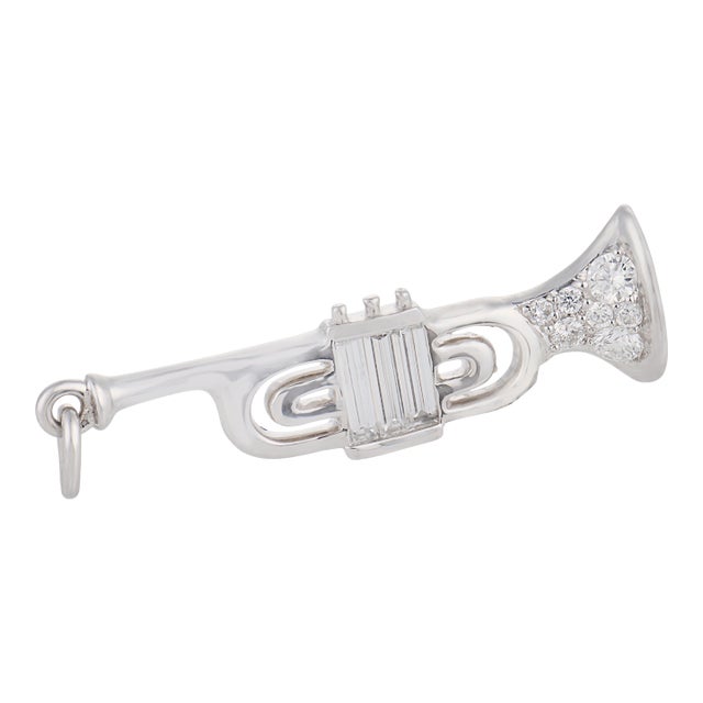 1980s Raymond Yard Diamond Platinum Trombone Pendant For Sale