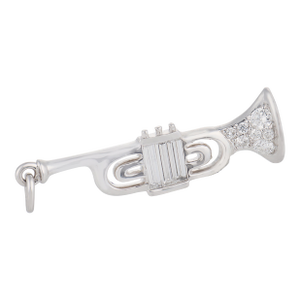 1980s Raymond Yard Diamond Platinum Trombone Pendant