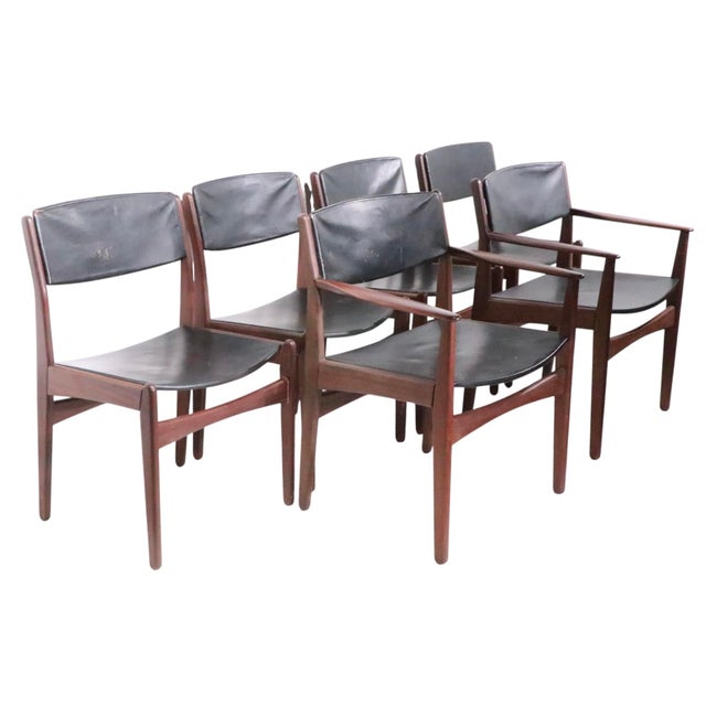 Set of Six Mid Century Danish Modern Dining Chairs by Frem Ro For Sale - Image 12 of 17