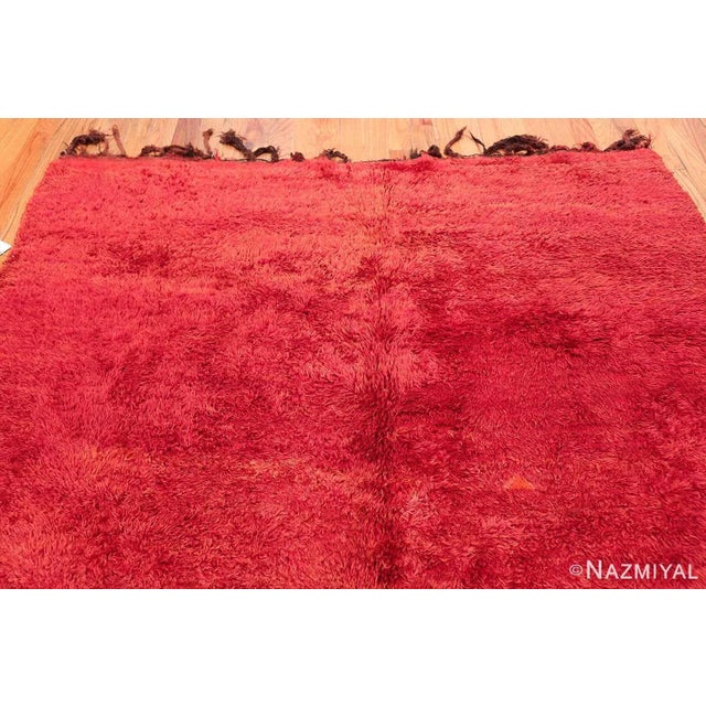 Nazmiyal Collection Vintage Moroccan Red Shag Berber Rug For Sale In New York - Image 6 of 8