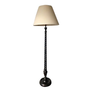 Ethan Allen Wooden Shabby Chich Distressed Standing Floor Lamp For Sale