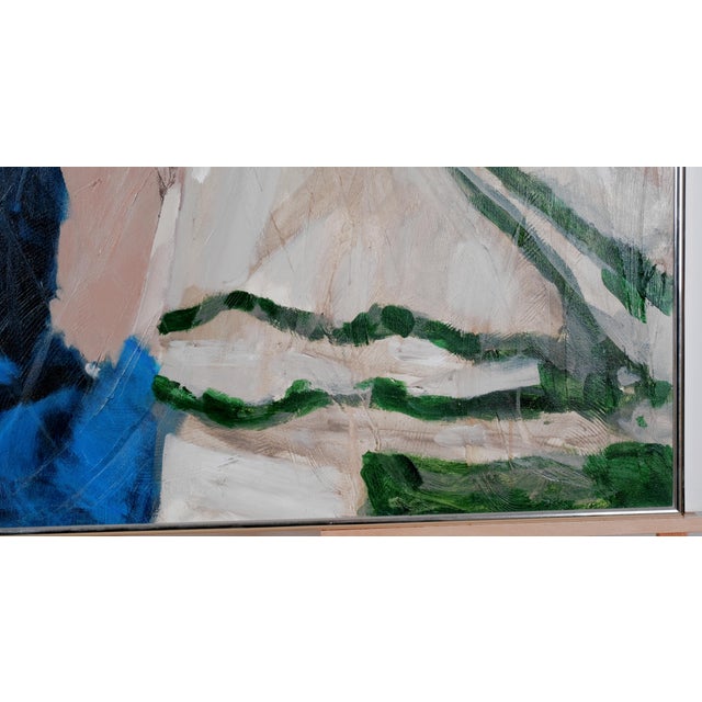 1980s 1980s Aldo Luongo "Untitled" Lovers Original Oil on Canvas One of a Kind in Silver Tinted Frame For Sale - Image 5 of 6