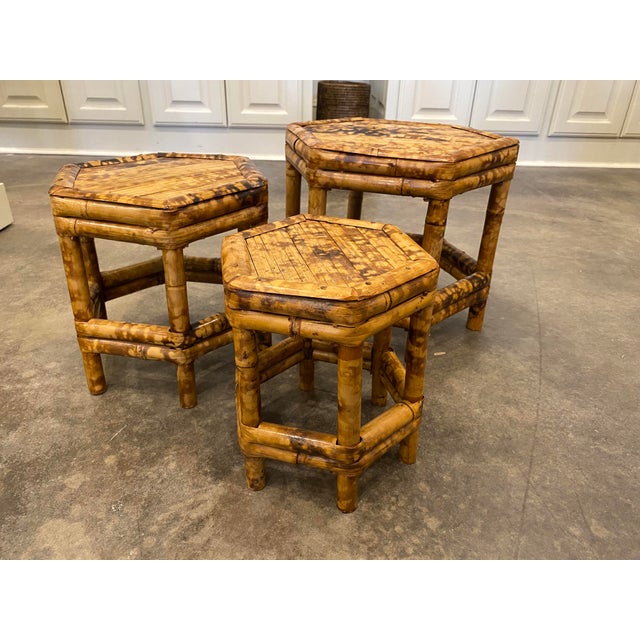 Vintage Bamboo Nesting Tables Set of 3 Chairish