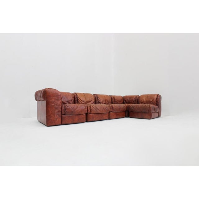 Vintage Seven Modular Sofa in Cognac Leather from Salotti, Italy, 1970s, Set of 5 For Sale - Image 14 of 14