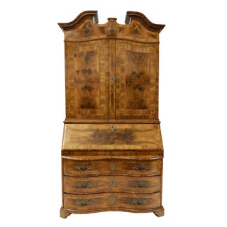 Antique Baroque Secretaire Cupboard in Walnut For Sale