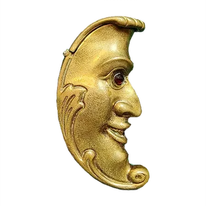 Antique Brass Match Box with Glass Eyes