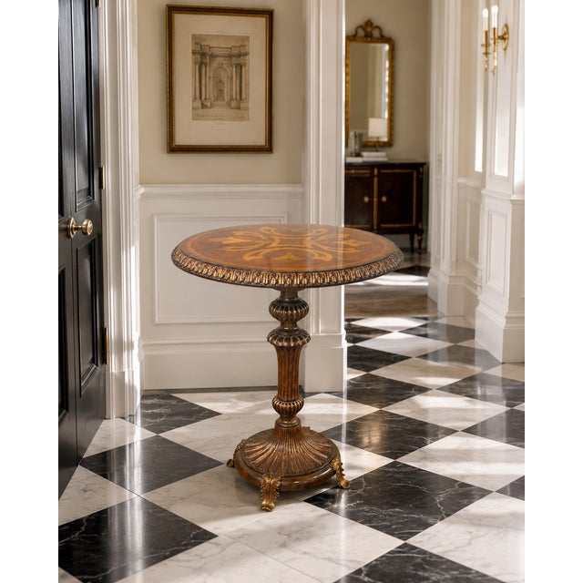 A finely handcrafted pedestal hall table by Maitland-Smith, showcasing the company’s signature blend of traditional...