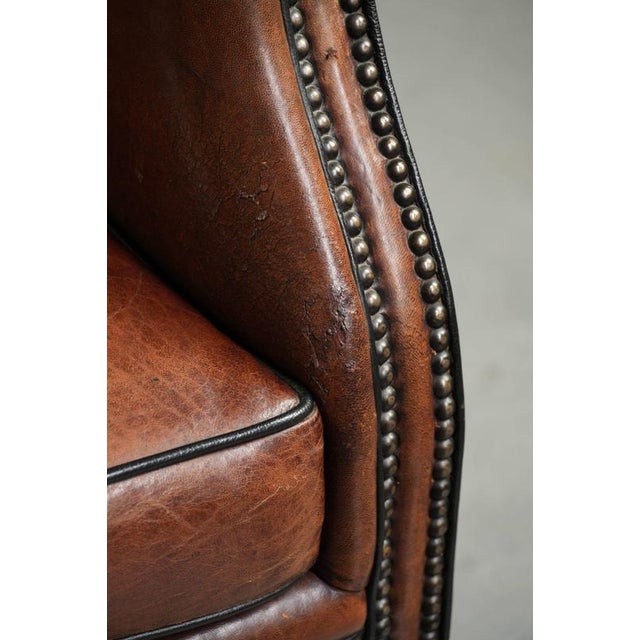 Sheepskin Wing Armchair with Black Piping For Sale - Image 11 of 18