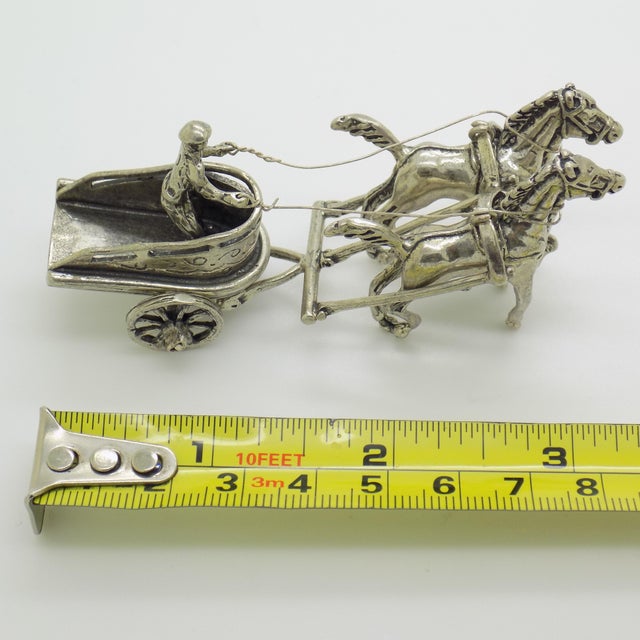 Vintage Italian Handmade Silver Roman Biga Chariot with Horses Figurine, Tuscany, 1970s For Sale - Image 12 of 13