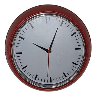 Vintage Wall Clock with Red Metal Case, 1990s For Sale