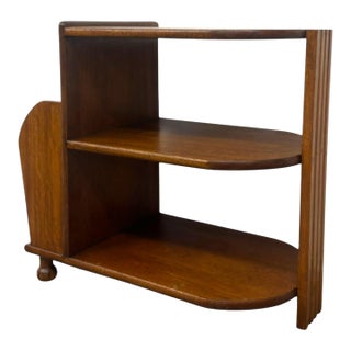 Antique Art Deco Wood Magazine Rack Three Tiered End Table. For Sale