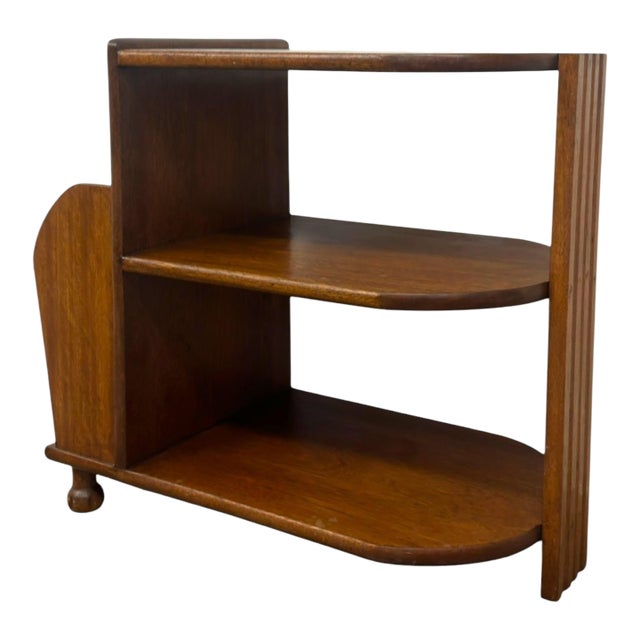 Antique Art Deco Wood Magazine Rack Three Tiered End Table. For Sale