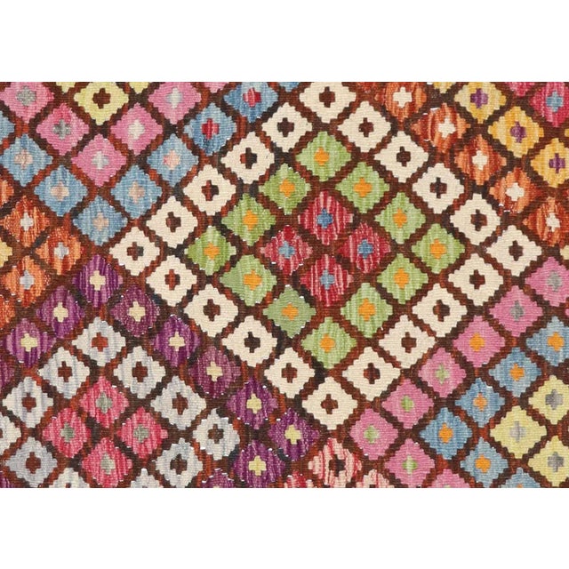 Contemporary Afghan Maimana Kilim. Hand woven with wool on wool foundation by the Maimana tribes of Northern Afghanistan....