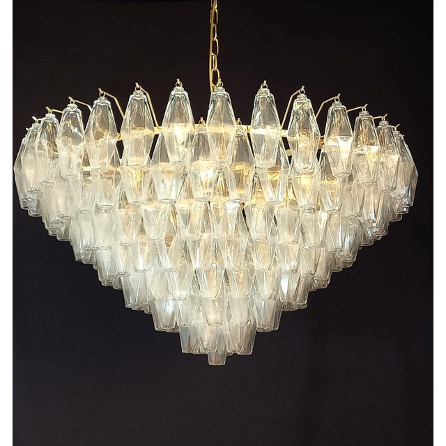 Handmade Crystal Polyhedron Glass Chandelier, 1962 For Sale - Image 4 of 12