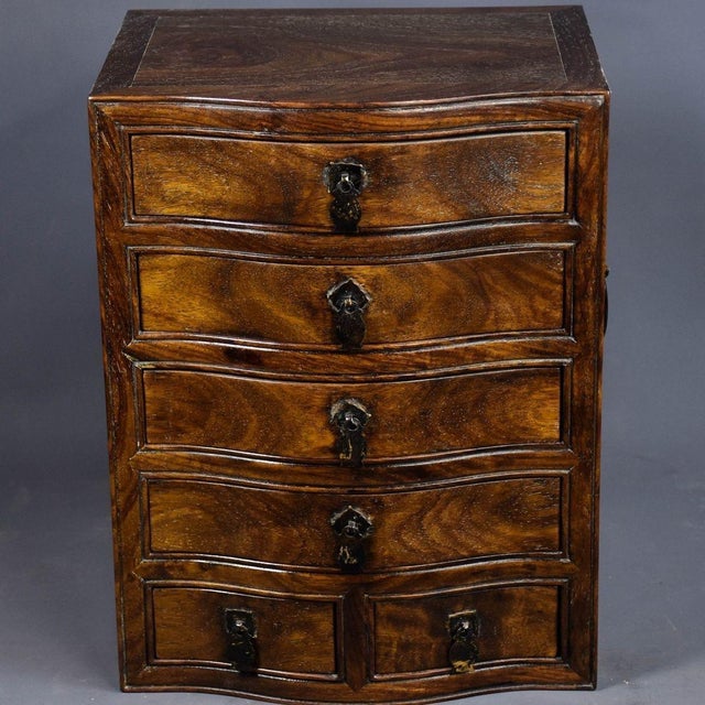 Vintage Chinese Rosewood Miniature Cabinet With Hair Grain and Brass Pulls For Sale - Image 9 of 9
