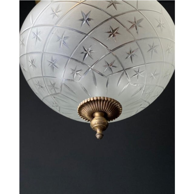 Metal Vintage Glass Ceiling Lamp, 1960s For Sale - Image 7 of 9