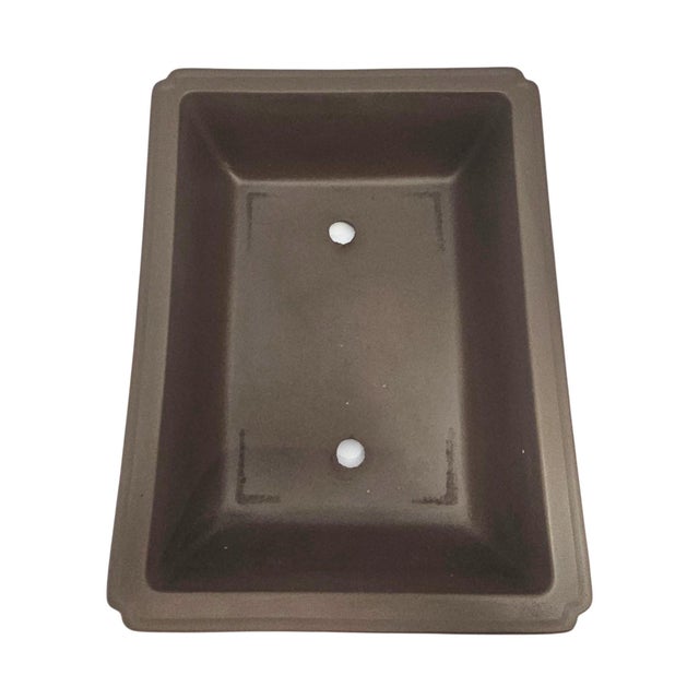 Brown Mid-to-Late 20th Century Japanese Brown Rectangular Ceramic Bonsai Planter For Sale - Image 8 of 12
