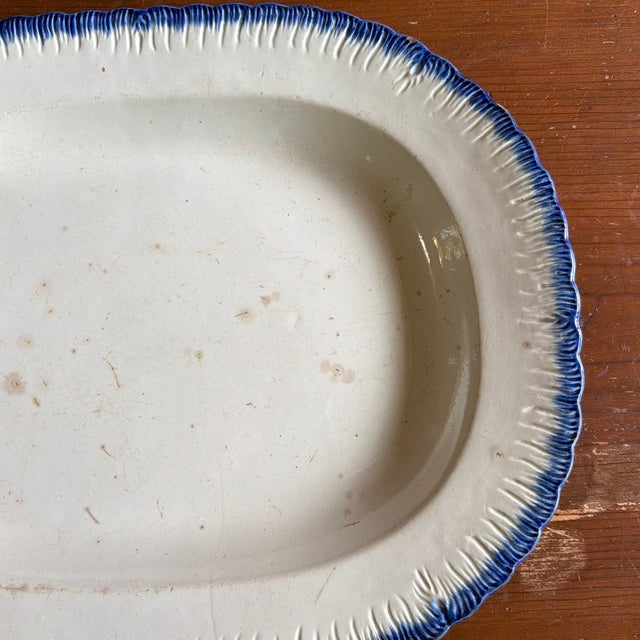 Antique Staffordshire Pearlware Blue Feather Edge Platter, Circa 1820’s For Sale - Image 4 of 12