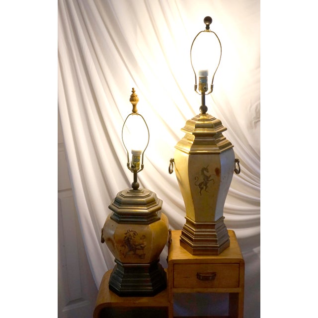 1970s Chapman Manufacturing Vintage Leather and Brass Table Lamps & Lamp Shade - a Pair For Sale - Image 10 of 13