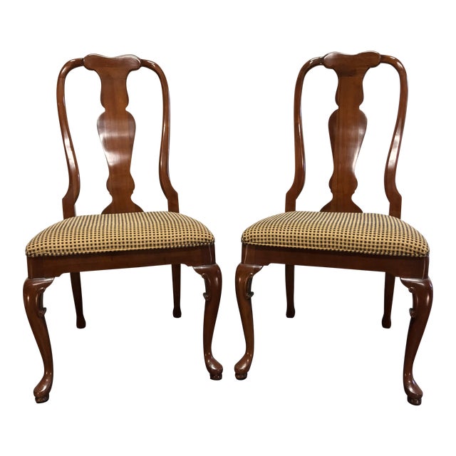 Solid Cherry Queen Anne Dining Side Chairs by Fancher Pair 2 Chairish
