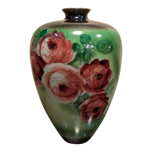 Late 19th Century Victorian Hand Painted Glass Vase For Sale