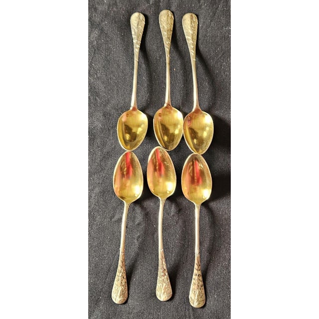 Antique French Minerva and Vermeil Silver Teaspoons by Henri Soufflot, Paris, France, 1890s, Set of 6 For Sale - Image 10 of 10