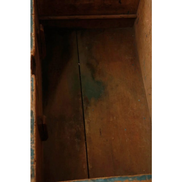 Early 20th Century Primitive Blue Blanket Chest For Sale - Image 10 of 11