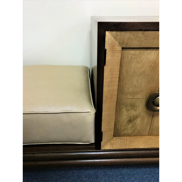 Wood Vintage Mid Century Modern Half Cabinet With Side Platform and Cushion in the Style of Renzo Rutili For Sale - Image 7 of 13