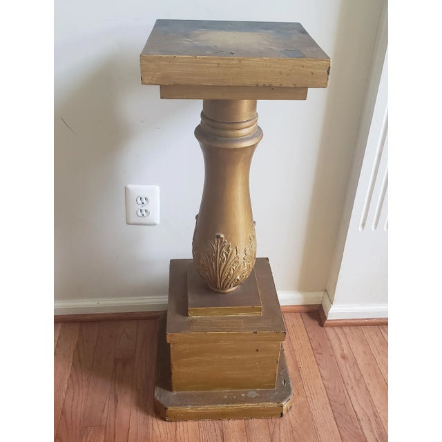 Victorian Late Victorian Giltwood Column Pedestal / Plant Stand For Sale - Image 3 of 10
