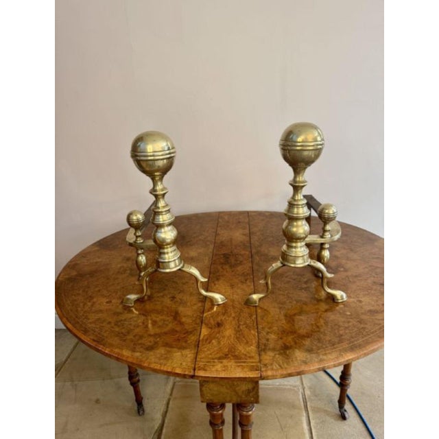 19th Century Large 19th Century Brass Fire Dogs, Set of 2 For Sale - Image 5 of 5