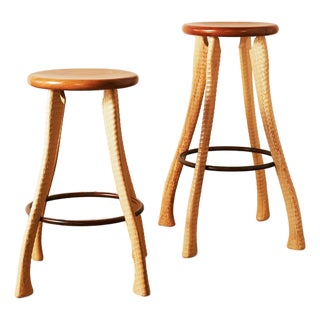 Modern Rustic Cherry & Ash Ax-Handle Stool | Handmade in Pennsylvania For Sale